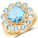 14K Yellow Gold Plated 6.59 Carat Genuine Blue Topaz .925 Sterling Silver Ring-1