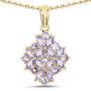 14K Yellow Gold Plated 2.58 Carat Genuine Tanzanite .925 Sterling Silver Pendant-1