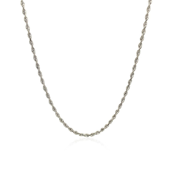 10k White Gold Solid Diamond Cut Rope Chain 1.5mm