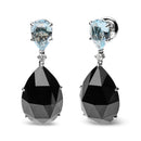 18K White Gold 1/5 Cttw Diamond with Pear Cut Sky Blue Topaz and Pear-Cut Black Onyx Gemstone Dangle Earring (G-H Color, SI1-SI2 Clarity)-2
