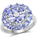 2.96 Carat Genuine Tanzanite and White Diamond .925 Sterling Silver Ring-1