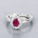 0.92 Carat Genuine Ruby and White Diamond 14K White Gold Ring-2