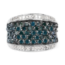 1.38 Carat Genuine Blue Diamond and White Diamond .925 Sterling Silver Ring-4