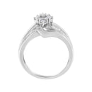 10K White Gold 1/2 cttw Diamond Cluster Ring (H-I Clarity, I2-I3 Color) - Size 6-4