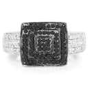 0.55 Carat Genuine Black Diamond and White Diamond .925 Sterling Silver Ring-3