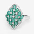 2.68 Carat Genuine Zambian Emerald and White Zircon .925 Sterling Silver Ring-4