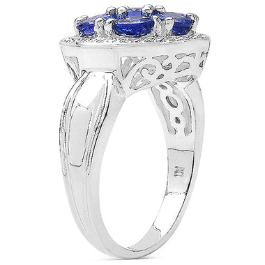 1.61 Carat Genuine Tanzanite .925 Sterling Silver Ring - 0
