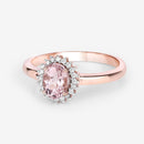 0.81 Carat Genuine Morganite and White Diamond 14K Rose Gold Ring-4