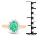 1.39 Carat Genuine Zambian Emerald and White Diamond 10K Yellow Gold Ring-3