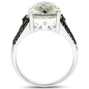 4.41 Carat Genuine Green Amethyst and Green Diamond .925 Sterling Silver Ring-2
