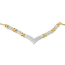 10K Yellow and White Gold 1.0 Cttw Round and Princess cut Diamond "V" Shape Statement Necklace (I-J Color, I1-I2 Clarity)-3