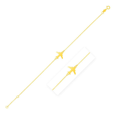 14K Yellow Gold Airplane Bracelet - 0