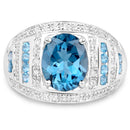 3.24 Carat Genuine London Blue Topaz and White Topaz .925 Sterling Silver Ring-4