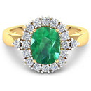 2.39 Carat Genuine Zambian Emerald and White Diamond 14K Yellow Gold Ring-3