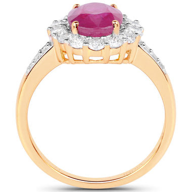2.84 Carat Genuine Burma Ruby and White Diamond 18K Yellow Gold Ring - 0
