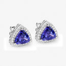 4.62 Carat Genuine Tanzanite and White Diamond 14K White Gold Earrings-4