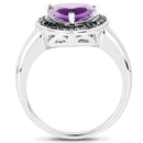 1.56 Carat Genuine Amethyst and Black Diamond .925 Sterling Silver Ring-2