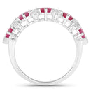 1.61 Carat Genuine Ruby and White Diamond 14K White Gold Ring-2