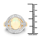 14K Yellow Gold Plated 1.88 Carat Genuine Ethiopian Opal and White Topaz .925 Sterling Silver Ring-3