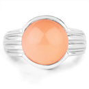 6.00 Carat Genuine Peach Moonstone .925 Sterling Silver Ring-3