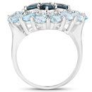6.54 Carat Genuine London Blue Topaz, Blue Topaz and White Topaz .925 Sterling Silver Ring-2