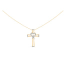 14K Yellow Gold Plated .925 Sterling Silver 1/6 Cttw Diamond Interlocking Heart and Ribbon Cross Pendant Necklace (H-I Color, I2-I3 Clarity) - 18" Inches-1