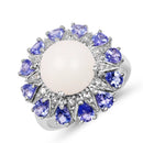 4.25 Carat Genuine Opal, Tanzanite & White Topaz .925 Sterling Silver Ring-1