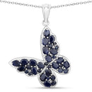 4.36 Carat Genuine Blue Sapphire .925 Sterling Silver Pendant-1