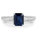 1.55 Carat Genuine Blue Sapphire and White Diamond 14K White Gold Ring (I Color, SI Clarity)-3