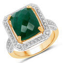5.18 Carat Dyed Emerald and White Topaz .925 Sterling Silver Ring-1