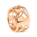 14K Rose Gold 1/3 Cttw Diamond and Pink Tourmaline Cigar Band Ring with White Enamel (G-H Color, SI1-SI2 Clarity)-3