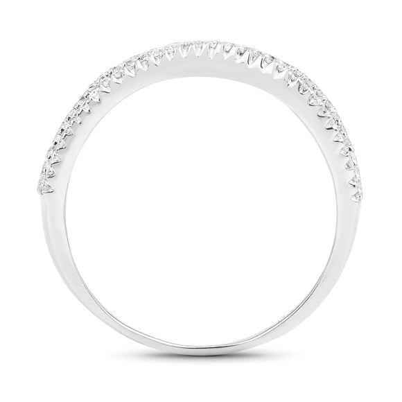 0.46 Carat Genuine White Diamond 14K White Gold Ring (F-G Color, SI Clarity)