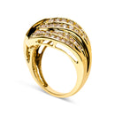 10K Yellow Gold 2.0 Cttw Channel Set Diamond Cocktail Swirl Band Ring (K-L Color, I1-I2 Clarity) - Ring Size 7-4