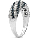 1.25 Carat Genuine Blue Diamond and White Diamond .925 Sterling Silver Ring-3