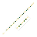 14k Yellow Gold Malachite Geometric Mirror Gem Chain Bracelet (5.00 mm)-1