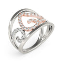 Heart Motif Filigree Style Diamond Ring in 14k White And Rose Gold (1/4 cttw)-3