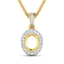 0.18 Carat Genuine White Diamond 14K Yellow Gold Semi Mount Pendant - holds 8x6mm Oval Gemstone-1