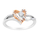 10K Rose Gold over .925 Sterling Silver â…• Cttw Diamond Split Shank Open Heart Cocktail Ring (I-J Color, I2-I3 Clarity)-2