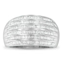 .925 Sterling Silver 1.0 Cttw Baguette-Cut Diamond 6-Row Channel Set Domed Tapered Cocktail Fashion Ring (H-I Color, I2-I3 Clarity) - Size 6-1/2-3