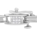 14K White Gold 1.0 Cttw Invisible Set Princess Diamond Alternating Link Tennis Bracelet (I-J Color, I1-I2 Clarity) - 7.25"-4