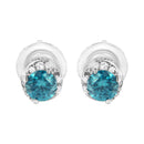 14K White Gold 1/2 cttw White and Treated Blue Round Diamond Earrings (I-J I2-I3)-3