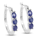1.32 Carat Genuine Blue Sapphire .925 Sterling Silver Earrings-1
