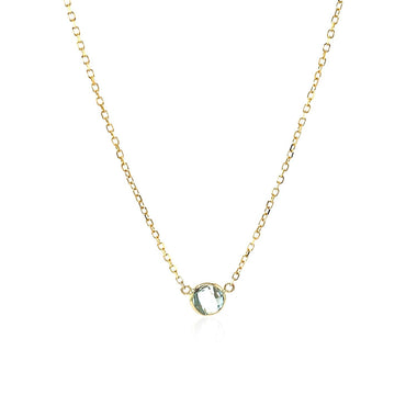 14k Yellow Gold 17 inch Necklace with Round Blue Topaz - 0