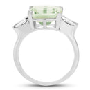 4.76 Carat Genuine Green Amethyst & White Topaz .925 Sterling Silver Ring-2
