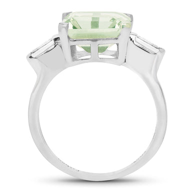 4.76 Carat Genuine Green Amethyst & White Topaz .925 Sterling Silver Ring - 0