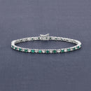 5.77 Carat Genuine Emerald and White Topaz .925 Sterling Silver Bracelet-2