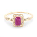 0.75 Carat Genuine Ruby and White Diamond 14K Yellow Gold Ring-3