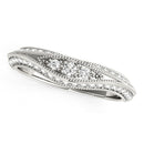 14k White Gold Curved Antique Style Diamond Wedding Ring (1/3 cttw)-1