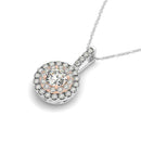 Round Shape Halo Diamond Pendant in 14k White and Rose Gold (1/2 cttw)-2
