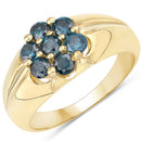 14K Yellow Gold Plated 0.98 Carat Genuine Blue Diamond .925 Sterling Silver Ring-1